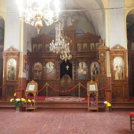 Иконостас, църква „Покров Богородичен“, Кремиковски манастир, 1905–1907 г. (фотография: Веселина Йончева)